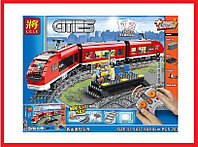 28032 Конструктор Lele "Красный пассажирский поезд на управлении", 763 детали, аналог Lego 7938