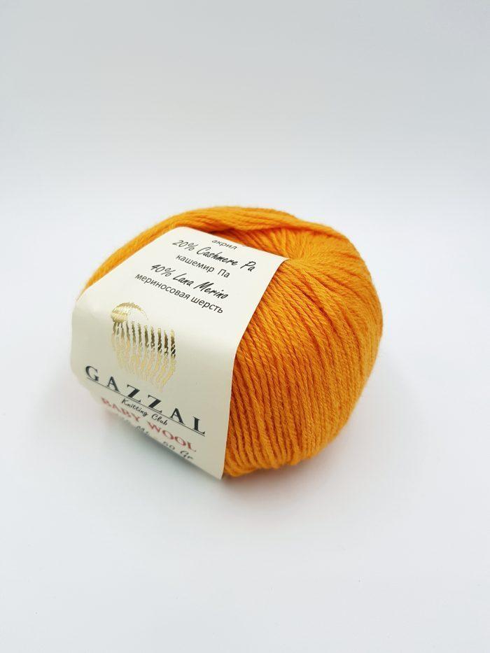 Пряжа Gazzal Baby Wool цвет 837 оранжевый / морковка