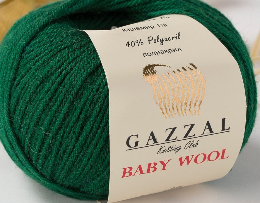 Пряжа Gazzal Baby Wool цвет 814 зелень - фото 2 - id-p103465146