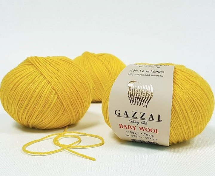Пряжа Gazzal Baby Wool цвет 812 жёлтый - фото 2 - id-p103465156