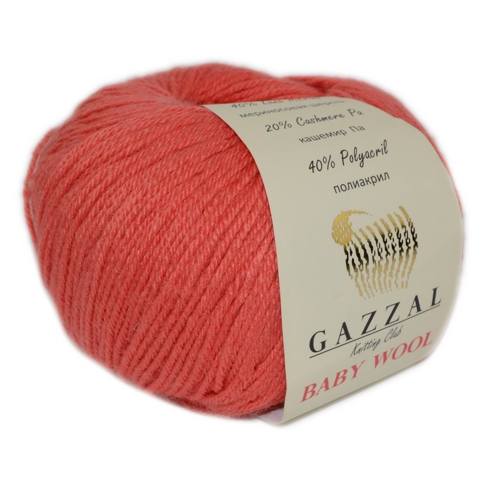 Пряжа Gazzal Baby Wool цвет 819 коралл