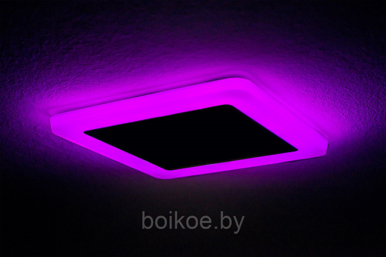 Светильник встраиваемый квадратный Color с подсветкой 6+3Вт розовый - фото 5 - id-p103505605