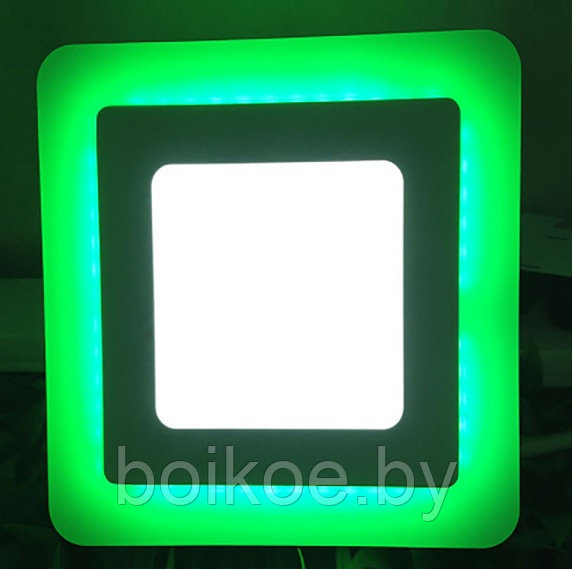 Светильник встраиваемый квадратный Color с подсветкой 3+2Вт зеленый - фото 5 - id-p103505610
