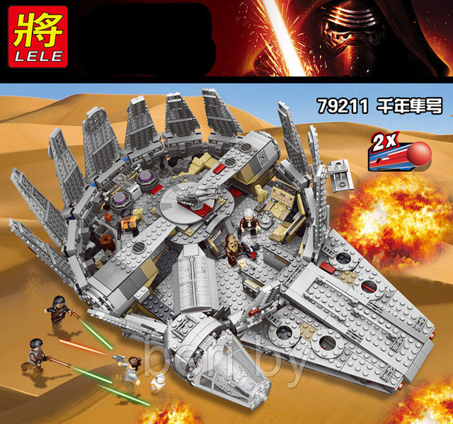 79211 Конструктор Lele Star Wart Звездные войны "Сокол Тысячелетия", 1381 деталь, аналог LEGO Star Wars 75105 - фото 3 - id-p103559161