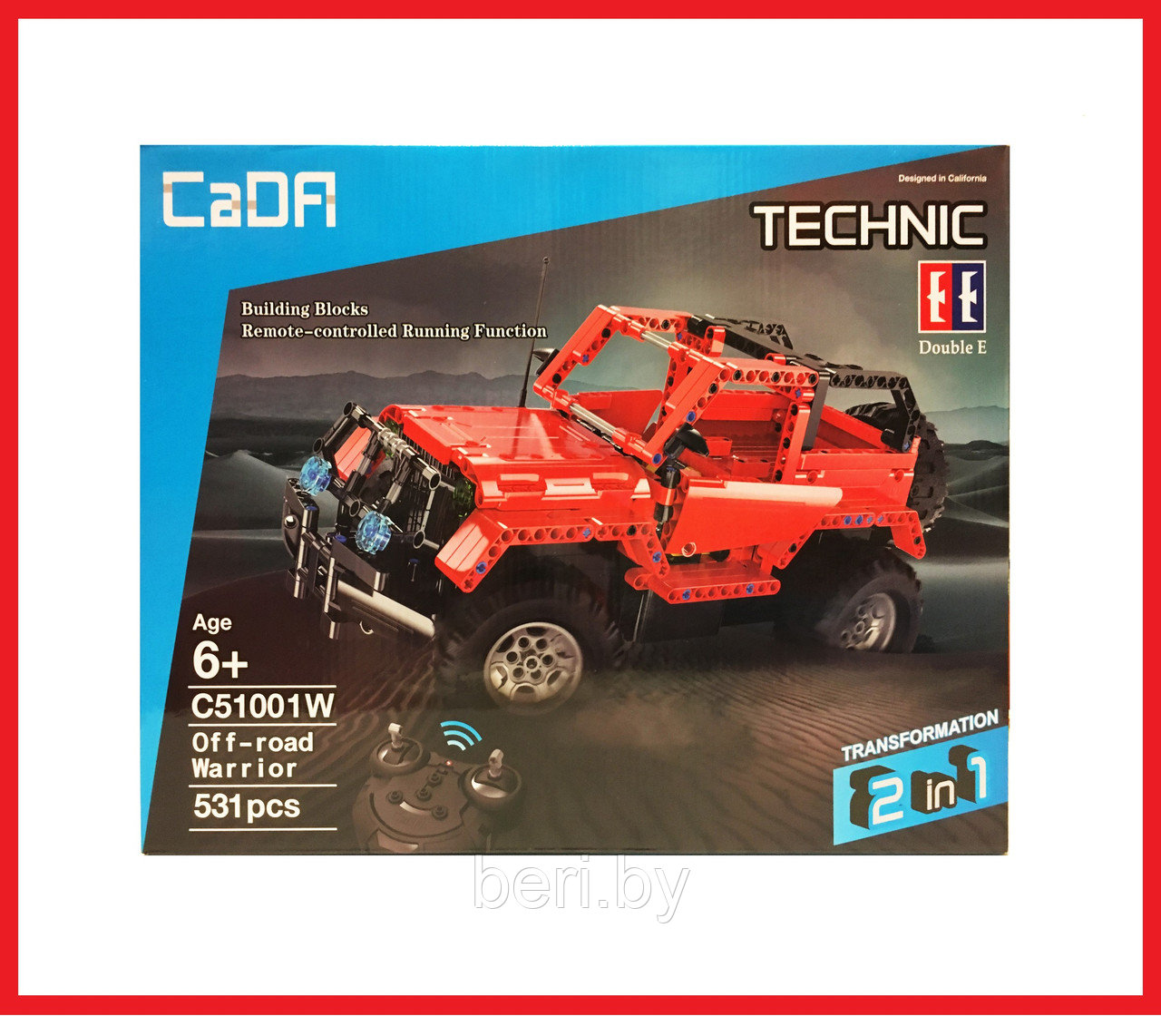 C51001W Конструктор радиоуправляемый CaDa Technic "Джип 2-в-1", 531 деталь, аналог Лего Техник