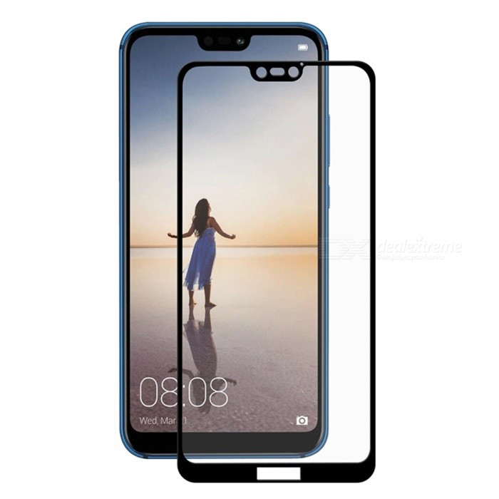 Защитное стекло для Huawei P20 (EML-L29) с полной проклейкой, черный цвет - фото 1 - id-p103615679