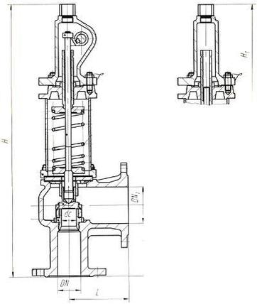 Клапан предохранительный 17с16нж Ду50 Ру63, фото 2