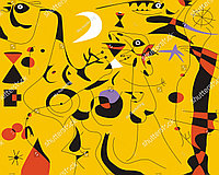 Декоративные фотообои с изображением абстракции желтого, черного и красных цветов