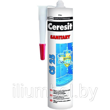 Ceresit CS 25 герметик силиконовый санитарный 280мл цвет 80 небесный, фото 2