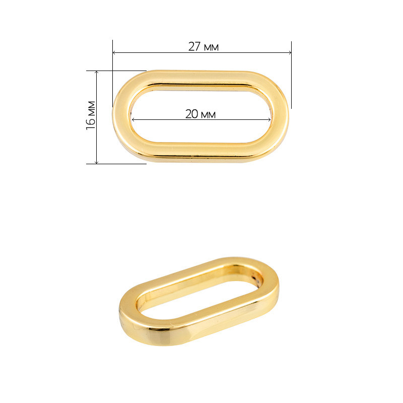 Рамка металл овальная 27х16мм (внутр. 20мм) цв. золото