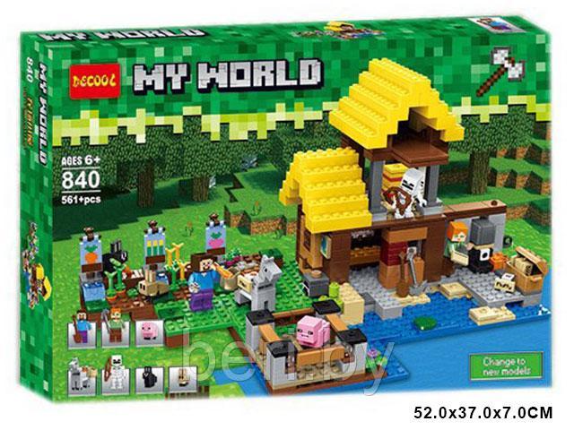 840 Конструктор Decool  Minecraft  "Фермерский коттедж", 561 деталь, аналог Lego 21144