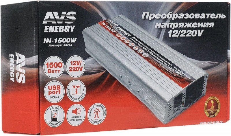 Автомобильный преобразователь напряжения (инвертор) AVS 12/220V IN-1500W - фото 4 - id-p66432795