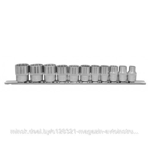 Набор головок 12 граней 11 пр 3/8" (8, 10-19мм) на планке Rock FORCE RF-3111-9