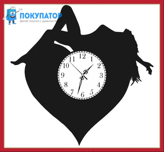 Оригинальные часы из виниловых пластинок  "Девушка на сердце". ПОД ЗАКАЗ 1-3 дня