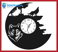 Оригинальные часы из виниловых пластинок  "Воющий волк". ПОД ЗАКАЗ 1-3 дня, фото 1