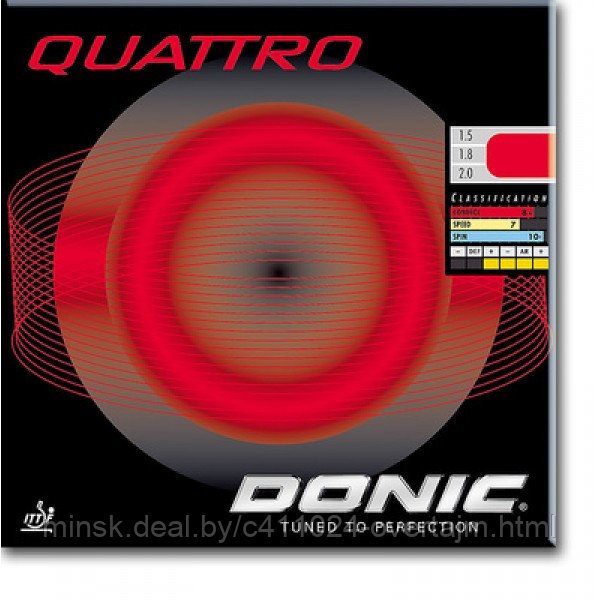 Накладка д/ракетки н/т DONIC Quatro, красная, 2.0мм, арт. 000275 - фото 1 - id-p103883601