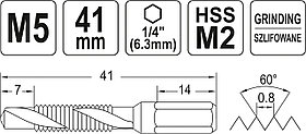 Сверло-метчик М5 HEX "Yato" YT-44842, фото 3