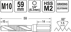 Сверло-метчик М10 HEX "Yato"  YT-44847, фото 3