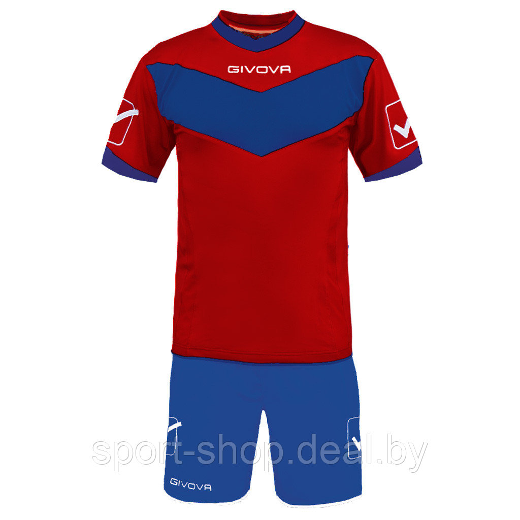Форма Givova CAVITY MC KITC30 (Красный/Синий), форма футбольная, форма для команды, форма детская - фото 1 - id-p103963734