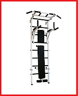 Шведская стенка ЭКТА NL-5, ГК5, спортивный комплекс с турником, брусьями, скамейкой для пресса, бело-черный