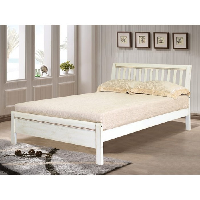 Кровать из массива 3601 (100х200) белая с патиной