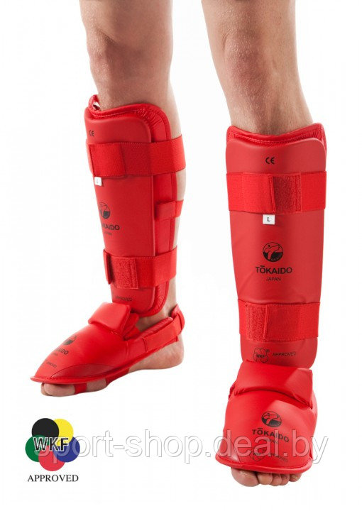 Защита ноги TOKAIDO Shin/Foot Guard, WKF approved PSR 018 XS Красный, защита для ног, защита голени - фото 1 - id-p103992644