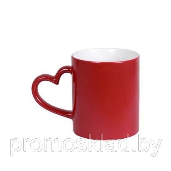 Кружка для сублимации хамелеон красный, ручка в форме сердца, 330 мл - фото 1 - id-p103995876