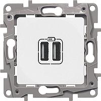 Etika - Зарядное устройство с двумя USB-разъемами, 240В/5В, 2400мА. (белый) 672294