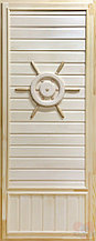 Дверь деревянная для бани и сауны "Штурвал" Липа, коробка 750*1850 мм