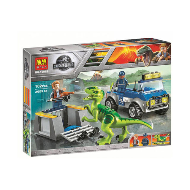 Конструктор Bela 10919 Dinosaur World Грузовик спасателей для перевозки раптора (аналог LEGO 10757) 102 д - фото 1 - id-p104028307