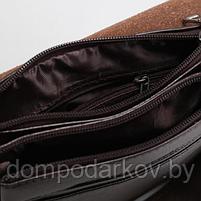 Планшет мужской, 2 отдела на молниях, 2 наружных кармана, регулируемый ремень, цвет коричневый, фото 5