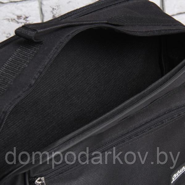 Сумка деловая, 2 отдела на молниях, наружный карман, длинный ремень, цвет чёрный - фото 3 - id-p104028761