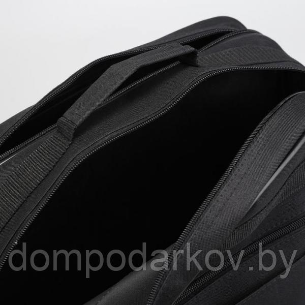 Сумка мужская, 2 отдела на молниях, 2 наружных кармана, длинный ремень, цвет чёрный - фото 5 - id-p104028778