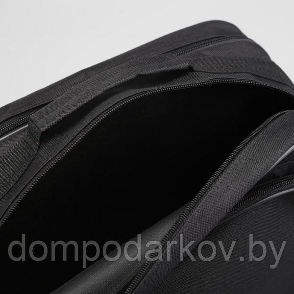 Сумка мужская, 2 отдела на молниях, наружный карман, длинный ремень, цвет чёрный - фото 5 - id-p104028779