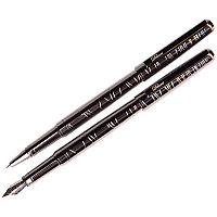 Набор Delucci "Mistico"ручка перьевая 0,8мм и ручка- роллер 0,6мм, черные, оруж, металл, подар. уп.,