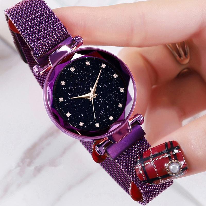 Женские часы Starry Sky фиолетовые (с магнитным ремешком) - фото 3 - id-p104060175