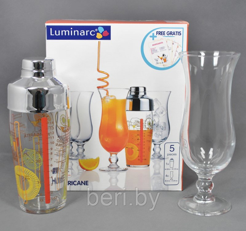 H9582 Набор для коктейля Luminarc HURRICANE, 5 предметов, шейкер, 4 бокала - фото 3 - id-p104100357