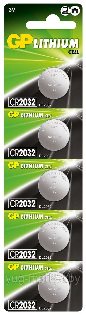 Батарейка GP Lithium CR2032 5BP - фото 1 - id-p4893087