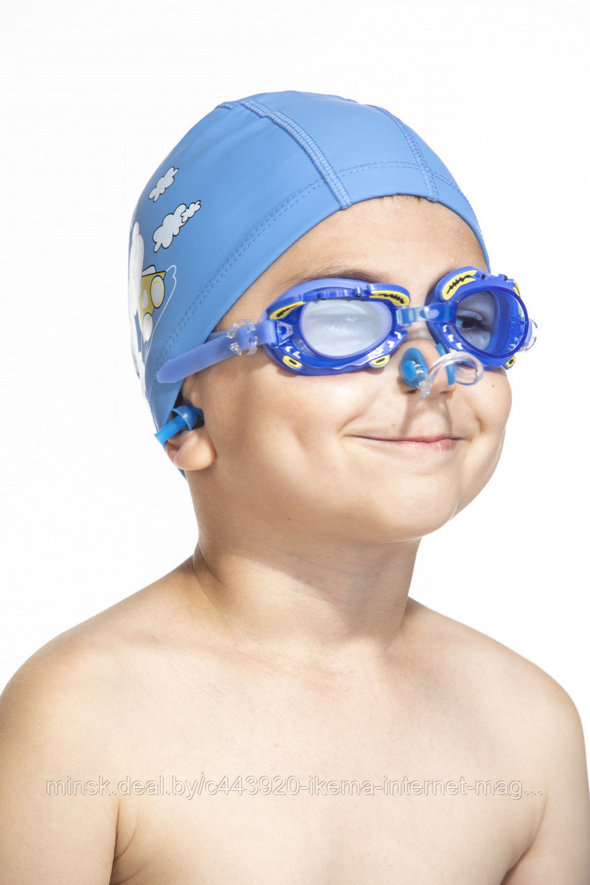 Детский набор для плавания: шапочка для плавания, очки, беруши, клипса для носа «ПОКОРИТЕЛЬ ГЛУБИН» - фото 1 - id-p104107411