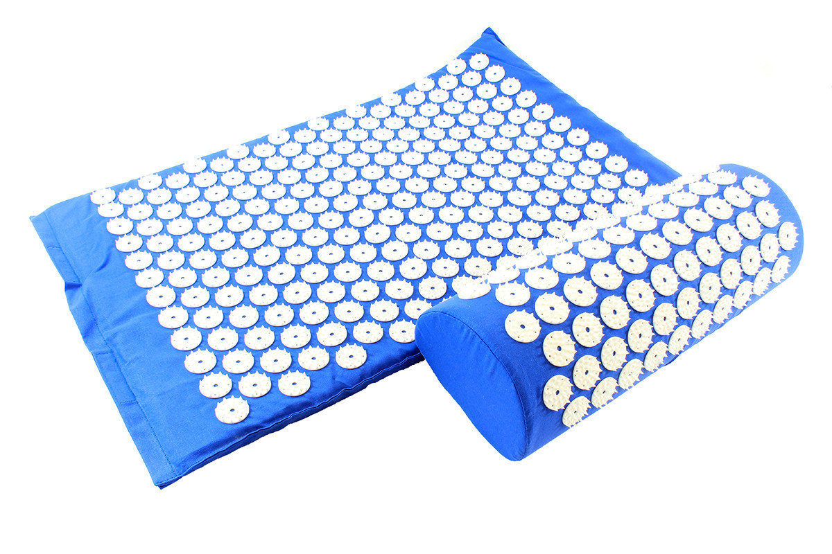 Коврик массажный акупунктурный с подушкой + сумка для хранения синий - фото 4 - id-p104106983