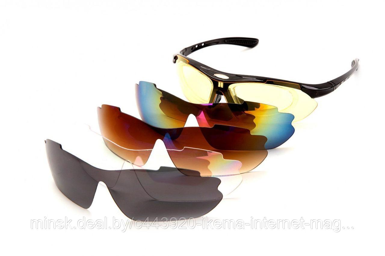 Очки спортивные солнцезащитные с 5 сменными линзами в чехле, красные - фото 6 - id-p104112827