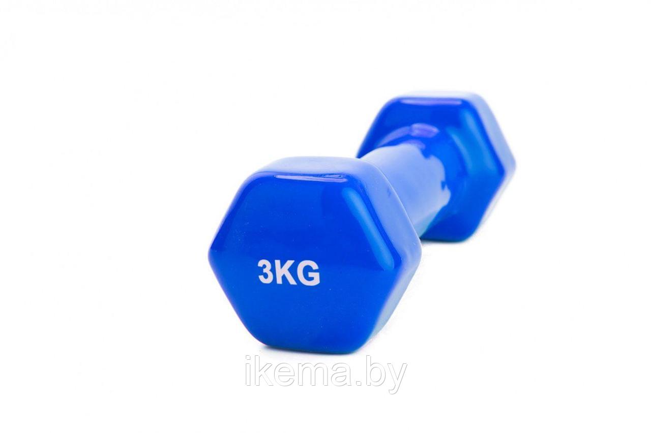 Гантель обрезиненная 3 кг, синяя - фото 1 - id-p104112873