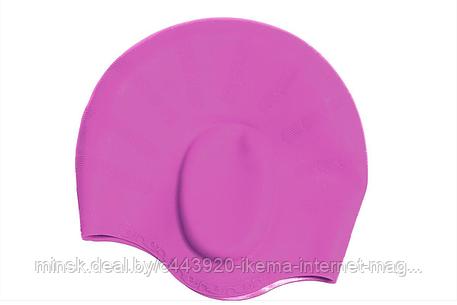 Шапочка для плавания силиконовая с выемками 
для ушей (розовый), фото 2