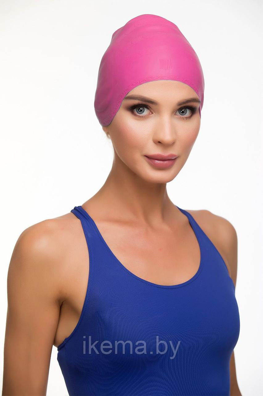 Шапочка для плавания силиконовая с выемками для ушей (розовый) - фото 2 - id-p104112950