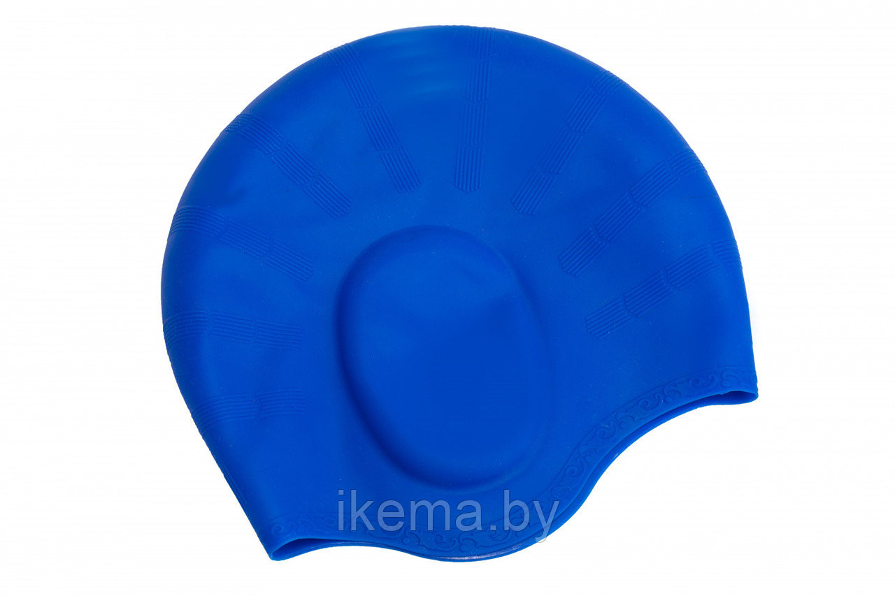 Шапочка для плавания силиконовая с выемками 
для ушей (синий)