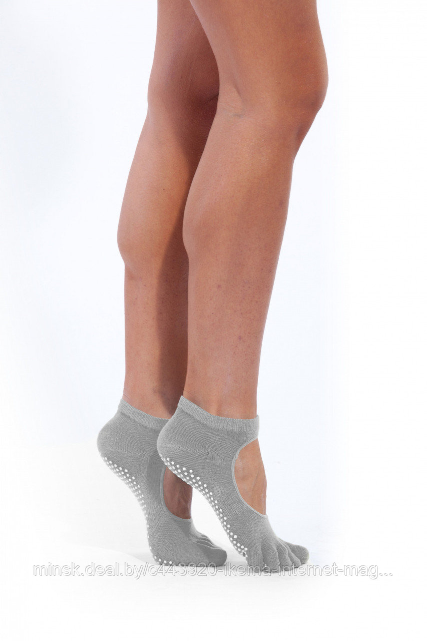 Носки противоскользящие для занятий йогой, серый - фото 1 - id-p104112968