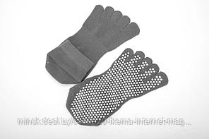 Носки противоскользящие для занятий йогой 
закрытые, серый, фото 2