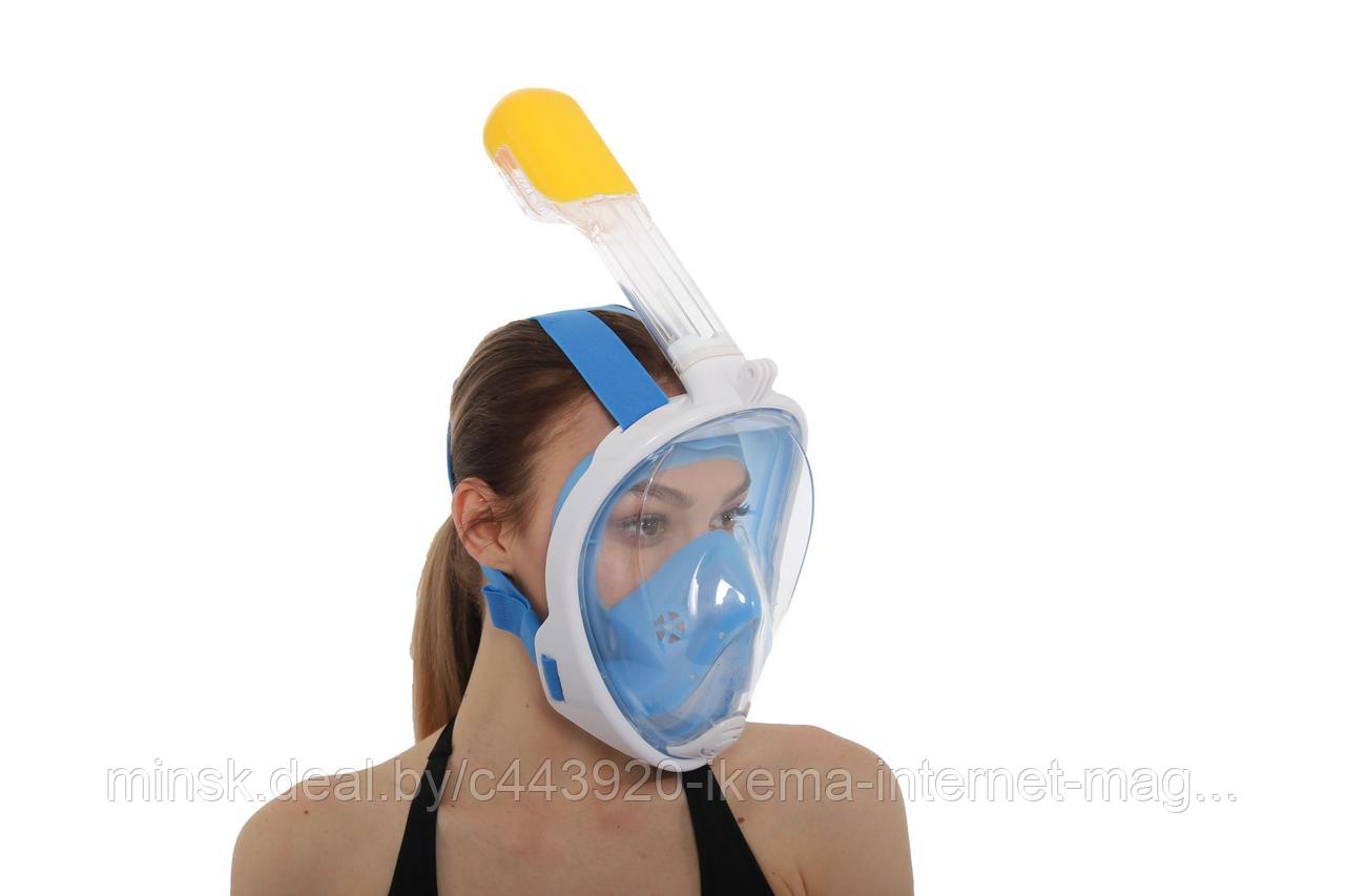 Полнолицевая маска для снорклинга, голубая L/XL - фото 4 - id-p104112980