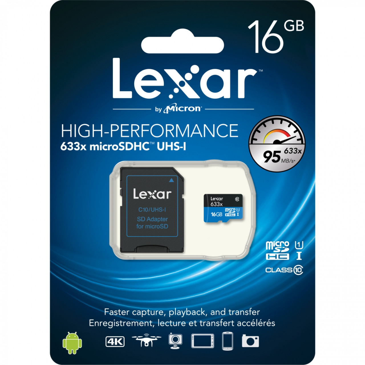 Карта памяти Lexar 16GB Class 10 633x UHS-I с адаптером