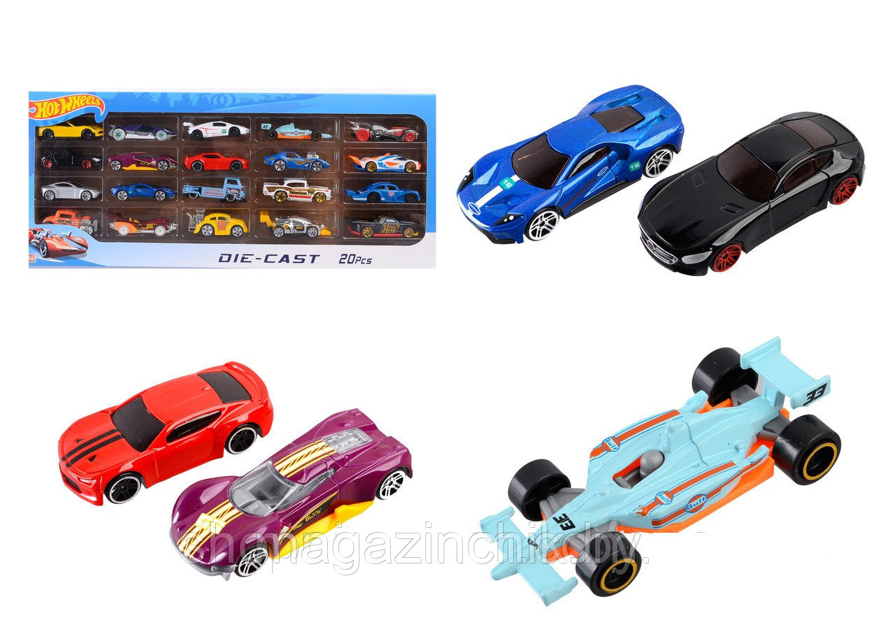 Набор машинок Хот Вилс 20 металлических машинок, 7,5 см, Hot Wheels, 165-1 - фото 2 - id-p104189910